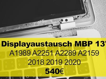 Displayaustausch MacBook Pro 13" A1989 A2251 A2289 A2159 2018 2019 2020 540€ Displayaustausch MacBook Pro 13" A1989 A2251 A2289 A2159 2018 2019 2020 540€