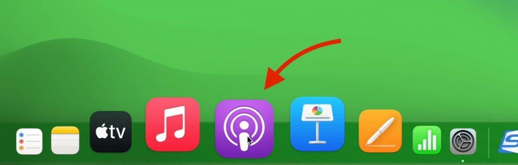 App ins Dock ziehen Eine App wird per Drag & Drop in das Dock gezogen.