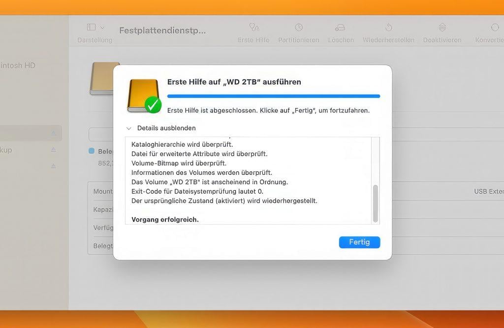 Disk Utility First Aid on macOS