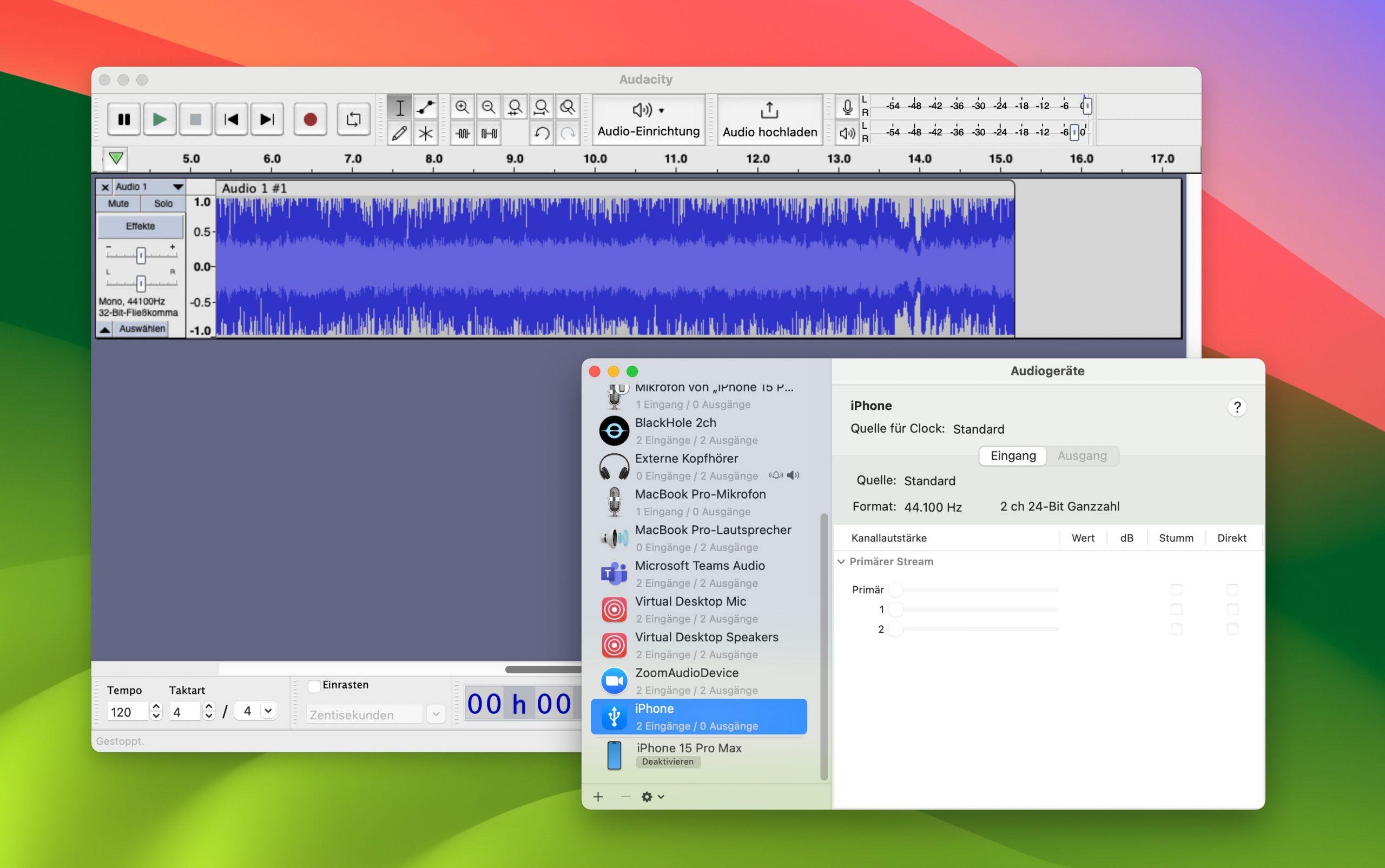 Audio von iPhone oder iPad am Mac aufnehmen Audio von iPhone oder iPad am Mac aufnehmen