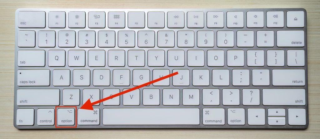 Position der ALT-Taste am Mac Position der ALT-Taste auf der Mac-Tastatur.