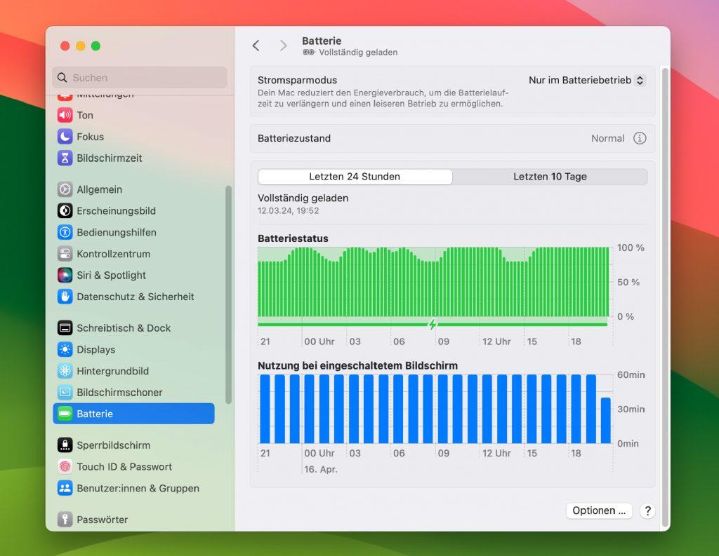 Batterieinformationen zum MacBook Pro Akku