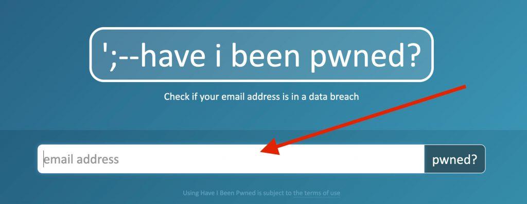 Have I Been Pwned Screenshot der Webseite 'Have I Been Pwned'.