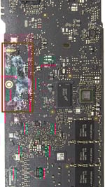 Logicboard-Diagnose auf Komponentenebene – Wasserschaden am MacBook