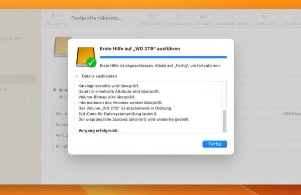 Disk Utility First Aid on macOS