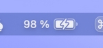 Battery icon in the macOS menu bar indicating the MacBook is charging
