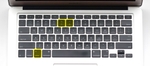 Mac Tastatur mit Alt-Taste und den Ziffern 5 und 6 für eckige Klammern markiert