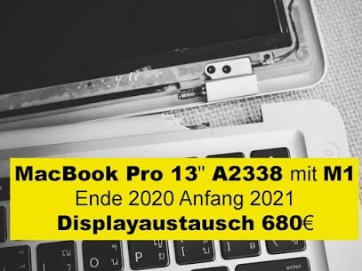 MacBook Air 13 A2338 mit Apple M1 Ende 2020 Anfang 2021 Displayaustausch