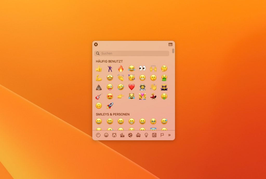 Die Emoji-Bibliothek lässt sich am einfachsten über den Tastaturshortcut aufrufen.