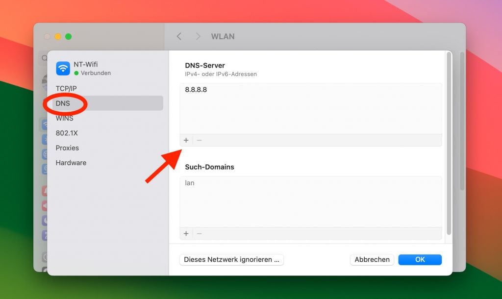 Eigenen DNS am Mac eintragen