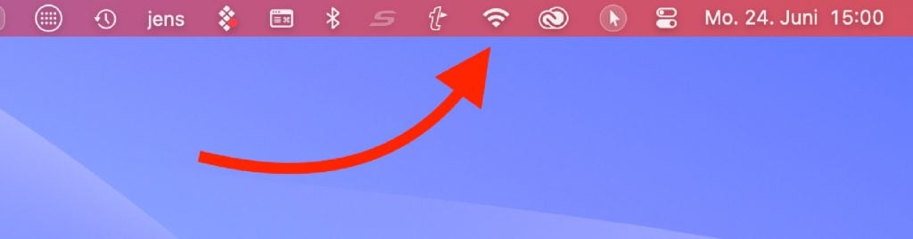 In der Menüleiste kann man das WLAN über dieses Symbol finden.