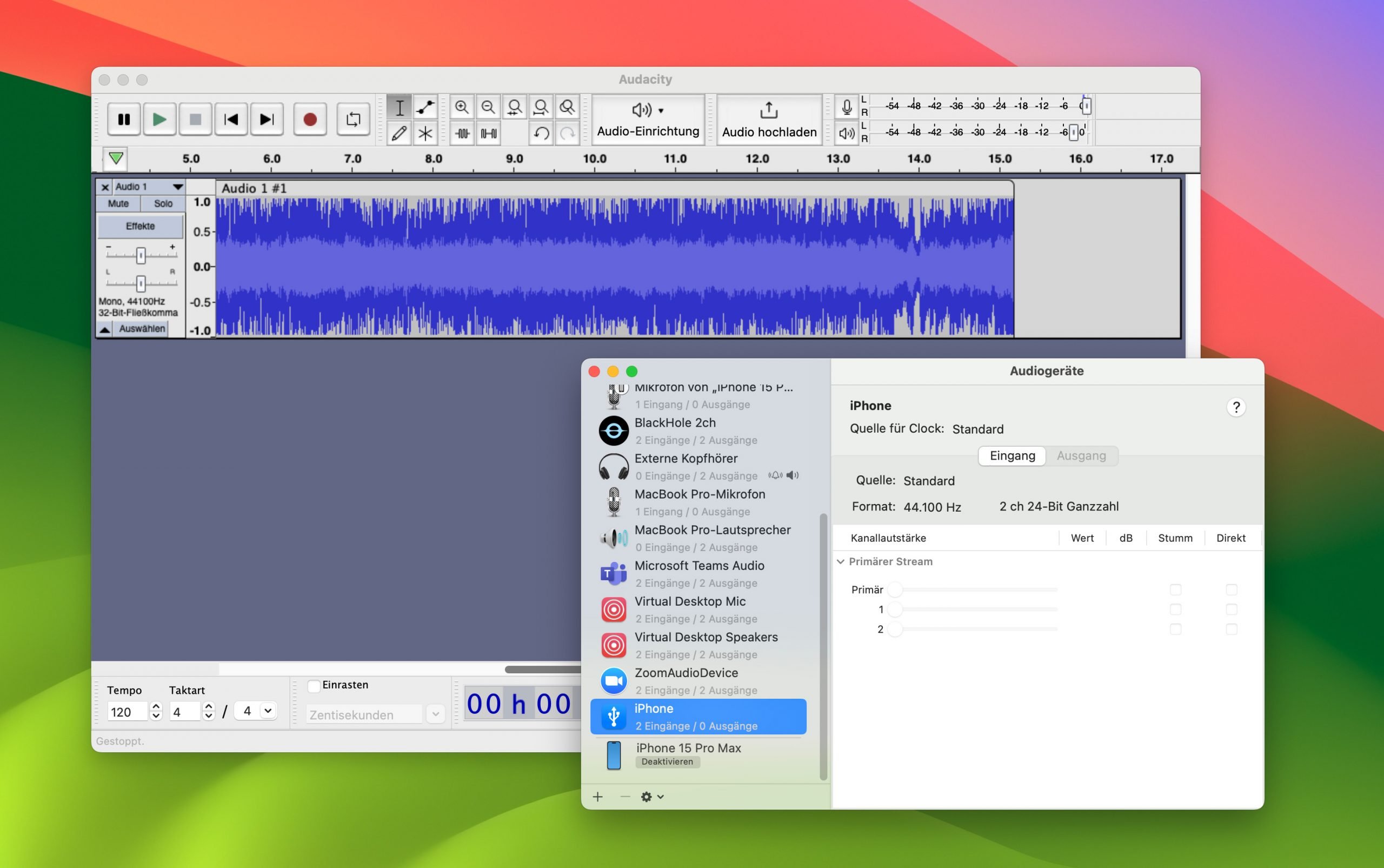 iPhone-Audio am Mac aufnehmen