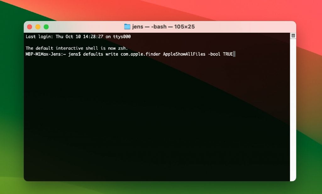 Terminal Fenster in macOS